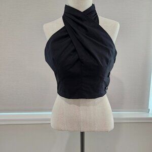 Violets In May Brittany Black Halter Top, Button Closure,Strappy Back, Uk 12